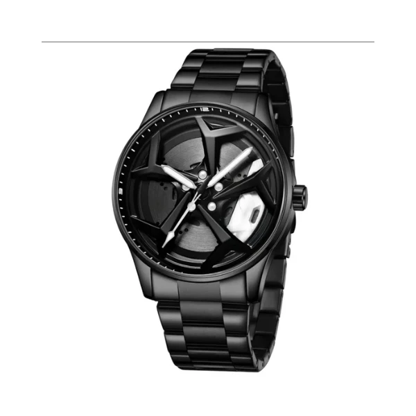 ساعت مچی عقربه‌ای مردانه کوارتز مدل صفحه رینگ چرخان بند فلزی