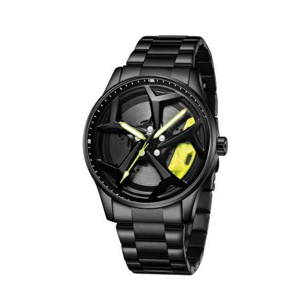 ساعت مچی عقربه‌ای مردانه کوارتز مدل صفحه رینگ چرخان بند فلزی