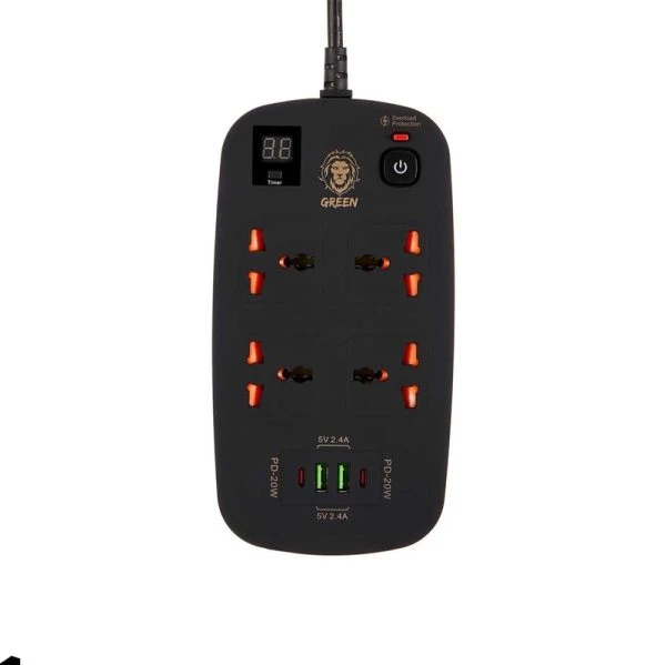 چند راهی برق و محافظ برق و شارژر گرین لاین مدل GNPS2PDBK