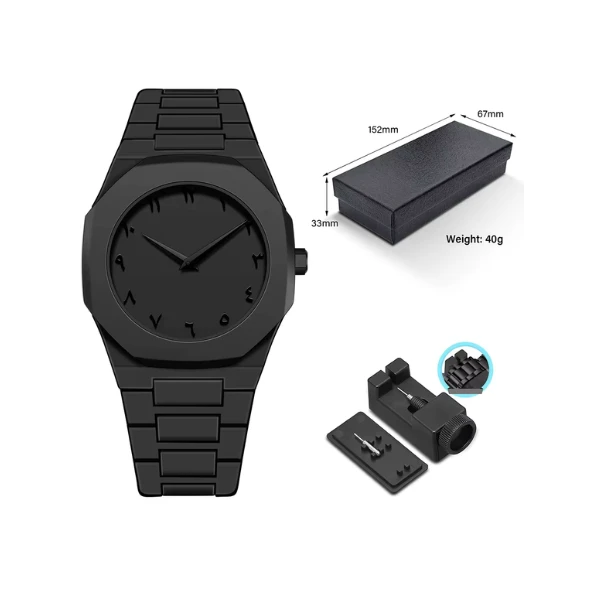 ساعت فول بلک با جعبه  | ساعت تمام مشکی مردانه