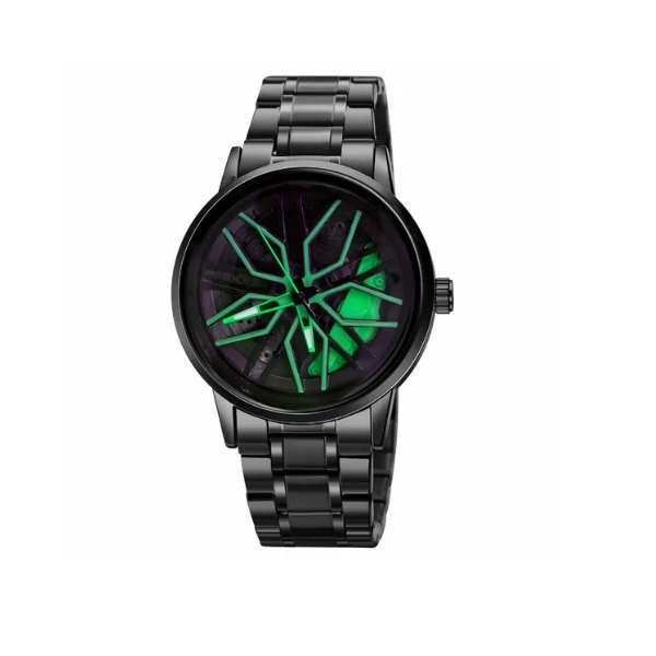 ساعت مچی عقربه‌ای مردانه کوارتز مدل صفحه رینگ چرخان بند فلزی