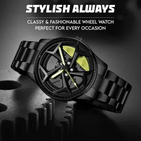 ساعت مچی عقربه‌ای مردانه کوارتز مدل صفحه رینگ چرخان بند فلزی