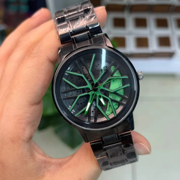 ساعت مچی عقربه‌ای مردانه کوارتز مدل صفحه رینگ چرخان بند فلزی