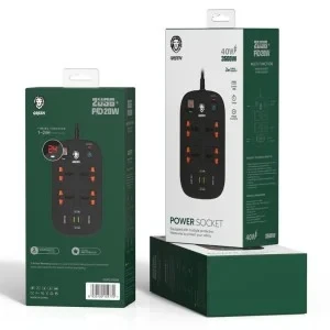 چند راهی برق و محافظ برق و شارژر گرین لاین مدل GNPS2PDBK