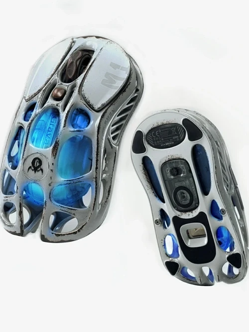 ماوس گیمینگ بی سیم برند gravastar مدل Battle Worn Silver Mist Version with 4K Dongle GravaStar Mercury M1 Pro