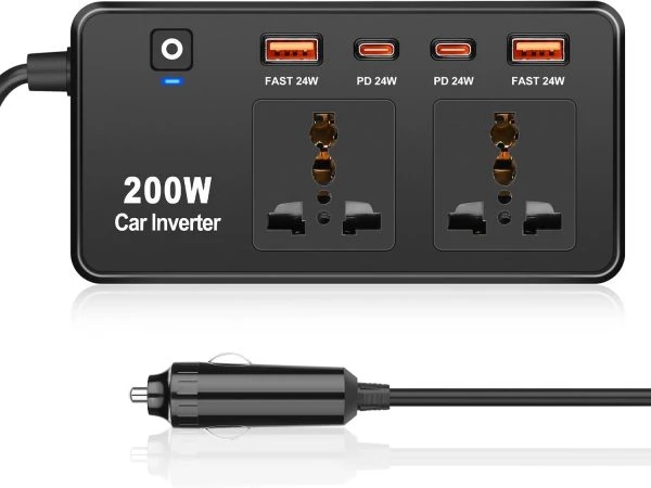 اینورتر و مبدل برق فندکی ماشین 200 وات گرین لاین Green Lion