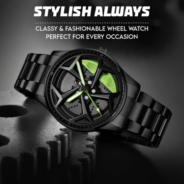 ساعت مچی عقربه‌ای مردانه کوارتز مدل صفحه رینگ چرخان بند فلزی