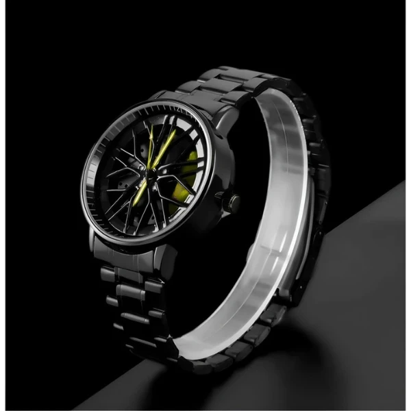 ساعت مچی عقربه‌ای مردانه کوارتز مدل صفحه رینگ چرخان بند فلزی