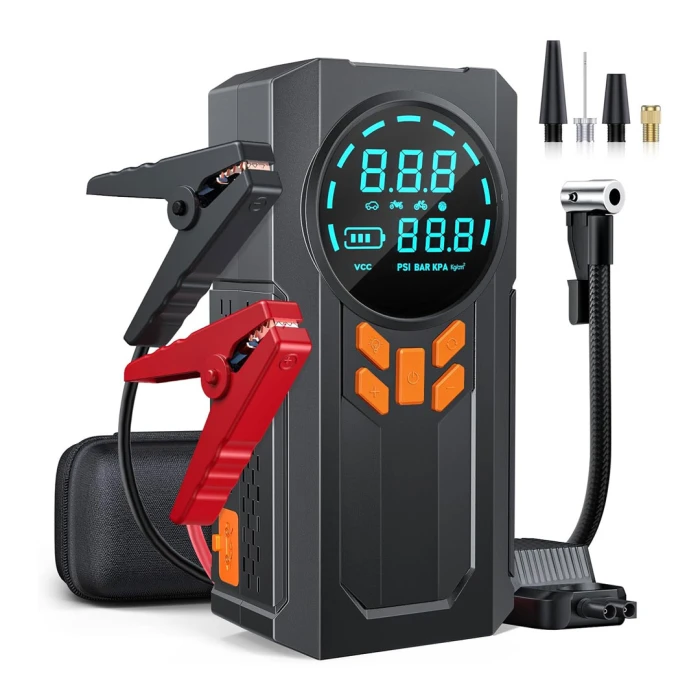 جامپ استارتر و پمپ باد چهارکاره همراه با کیف قابل حمل