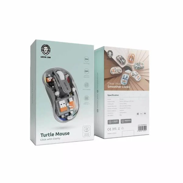 ماوس بی سیم شفاف گرین لاین مدل Turtle Mouse 2400DPI