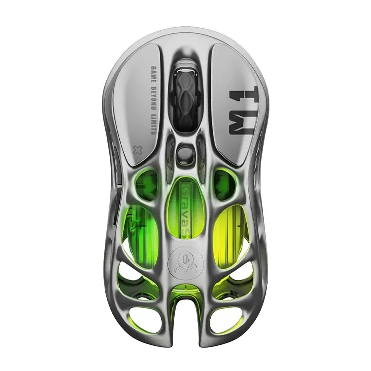 ماوس گیمینگ بی سیم برند gravastar مدل Gun Metal Gray GravaStar Mercury M1 Pro