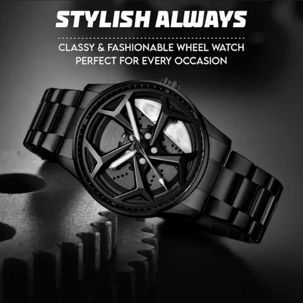 ساعت مچی عقربه‌ای مردانه کوارتز مدل صفحه رینگ چرخان بند فلزی