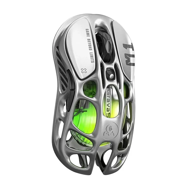 ماوس گیمینگ بی سیم برند gravastar مدل Gun Metal Gray GravaStar Mercury M1 Pro