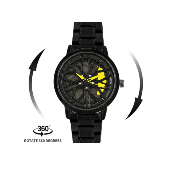 ساعت مچی عقربه‌ای مردانه کوارتز مدل صفحه رینگ چرخان بند فلزی