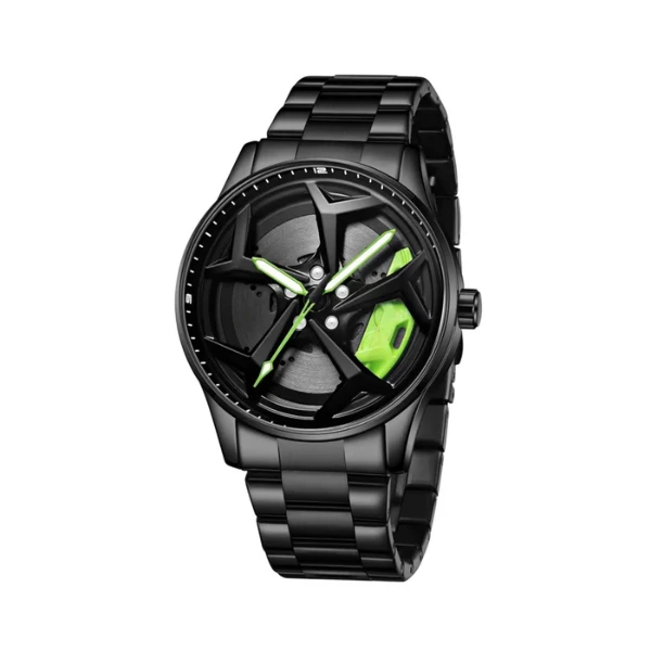 ساعت مچی عقربه‌ای مردانه کوارتز مدل صفحه رینگ چرخان بند فلزی
