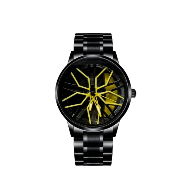 ساعت مچی عقربه‌ای مردانه کوارتز مدل صفحه رینگ چرخان بند فلزی